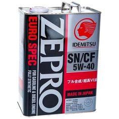 Моторное масло IDEMITSU Zepro EURO SPEC 5W-40 SN/CF, ACEA A3/B3, A3/B4
