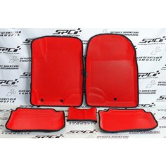 Автомобильные коврики ЕВА/EVA премиум 3D с пресс бортами Kia Rio III 2011 - 2017г, красные с черным кантом SPC