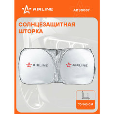 Шторка солнцезащит.(экран) 70*140см на лоб. стекло, складн, c крепл. на зеркало, черн./сер. ADSS007 AIRLINE
