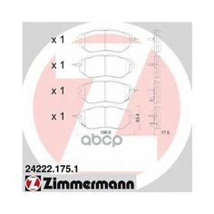 Колодки торм. пер. SUBARU Legacy IV 3.0 09/03->/ Outback 2.5/3.0 11/03->/ Tribeca 3.0 01/05-> Zimmermann арт. 24222.175.1