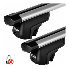 Багажник Атлант для LADA Ларгус / Лада Ларгус универсал 2012-н. в. на рейлинги - дуга эконом аэродинамическая, серебристая (макс. нагрузка 50 кг.) - без замка Atlant