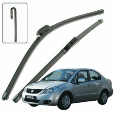 Дворники Suzuki SX4 (1) YA21 YB21 GYC21 GYA GYB Сузуки СХ4 2006-2008 2009 2010 2011 2012 2013 2014 2015 2016 щетки стеклоочистителя бескаркасные крепление крючок J-hook К-т 2шт 650мм + 350мм LYNXauto