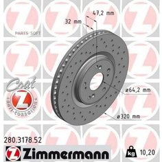 ZIMMERMANN 280317852 диск тормозной ! Sport перед. 320x32/47-5x114 \ Honda Accord 2.0-2.4i/D 08>