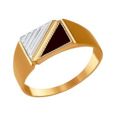 Печатка SOKOLOV, красное золото, 585 проба, оникс, наношпинель, размер 22