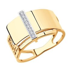 Кольцо SOKOLOV, красное золото, 585 проба, фианит, размер 19.5, бесцветный