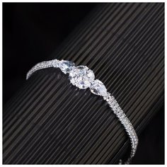 Браслет-цепочка Queen Fair, стразы, фианит, 1 шт., размер 15 см, белый
