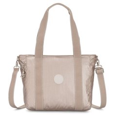 Сумка тоут Kipling, фактура гладкая, бежевый