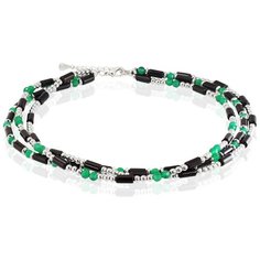 Колье Alerie Accessories, агат, гематит, длина 36 см, зеленый, черный, серебряный