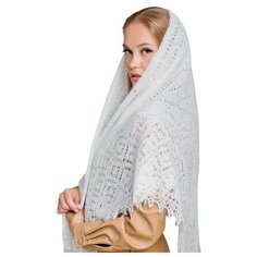 Платок Русские мотивы для женщин,130х130 см, белый