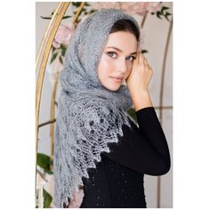 Платок Русские мотивы для женщин,110х110 см, серый