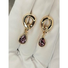 Серьги с подвесками XUPING JEWELRY, кристалл, Swarovski Zirconia, размер 25 мм, темно-розовый