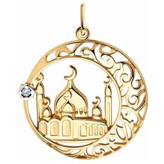 Подвеска SOKOLOV, серебро, 925 проба, золочение, фианит, размер 2.9 см., бесцветный