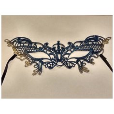 Кружевная маска Filo butterfly, синяя с золотом (11948) Giacometti