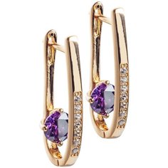 Серьги с подвесками XUPING JEWELRY, фианит, фиолетовый