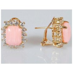 Серьги Lotus Jewelry, коралл, розовый
