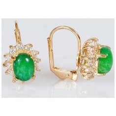 Серьги Lotus Jewelry, хризопраз, зелeный