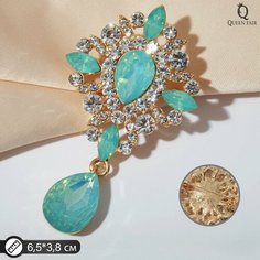 Брошь Queen Fair, стразы, стекло, зеленый в золоте