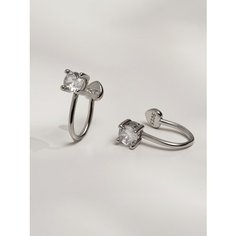 Серьги каффы Shine & Beauty, кристаллы Swarovski, размер 10 мм, серебряный