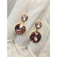 Серьги с подвесками XUPING JEWELRY, Swarovski Zirconia, размер 25 мм, сиреневый в золоте