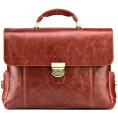 Портфель Кожинка, фактура гладкая, коричневый