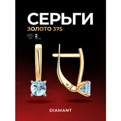 Серьги Diamant, красное золото, 375 проба, топаз