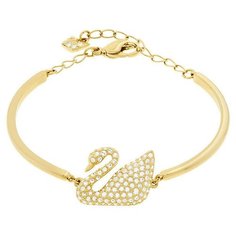 Жесткий браслет SWAROVSKI, кристаллы Swarovski, размер 15 см, золотистый