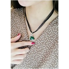 Колье ENJOY Украшения из камней, малахит, длина 47 см, зеленый/черный