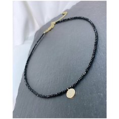 Чокер Ulanskaya Jewelry, шпинель, длина 38 см, черный/золотой
