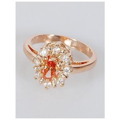 Кольцо Lotus Jewelry, фианит, размер 18, золотой