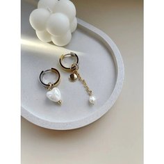 Серьги-трансформеры MOON SOUL, жемчуг пресноводный, керамика, жемчуг культивированный, размер 20 мм, белый/золотистый