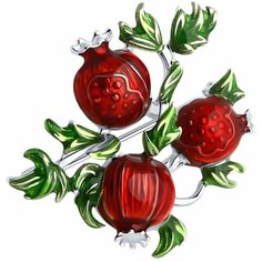 Брошь SOKOLOV, серебро, 925 проба, родирование, эмаль, размер 2.4 см.