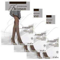 Гольфы Karmen, комплект, 40 den, 6 пар, 3 уп., размер 1-unica, nero Кармен