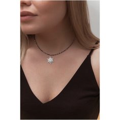 Чокер BLV Jewerly, фианит, длина 38 см, серебристый