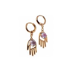 Серьги с подвесками XUPING JEWELRY, славянский оберег, фианит, размер 35 мм, розовый