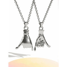 Колье Caroline Jewelry, эмаль, длина 52 см, серебряный