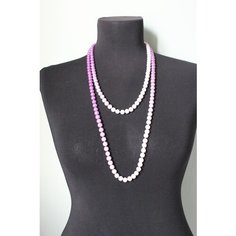 Бусы Fashion jewelry, жемчуг имитация, длина 140 см, белый/сиреневый