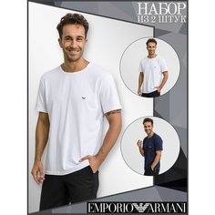 Футболка EMPORIO ARMANI Набор из 2 футболок, 2 шт., размер L, белый/синий