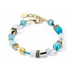 Браслет Coeur de Lion, Swarovski Zirconia, тигровый глаз, гематит, 1 шт., размер 21 см, размер one size, голубой