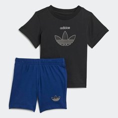 Костюм спортивный adidas SPRT Shorts and Tee Set, размер 80, черный/синий