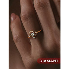 Кольцо Diamant, красное золото, 585 проба, фианит, топаз, размер 17
