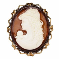 Брошь, янтарь прессованный, янтарь синтетический, янтарь, 1 шт., коричневый/бежевый Хорошие Вещи