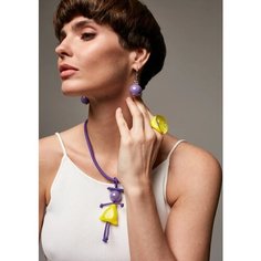 Колье PJ Murano, муранское стекло, длина 50 см, желтый/фиолетовый