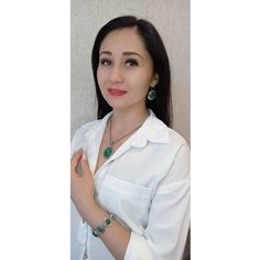 Колье, малахит, длина 60 см, зелeный Натуральные камни