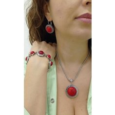 Колье, коралл, длина 60 см Натуральные камни