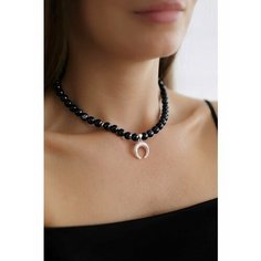 Колье BLV Jewerly, авантюриновое стекло, фианит, длина 39 см, синий, золотой