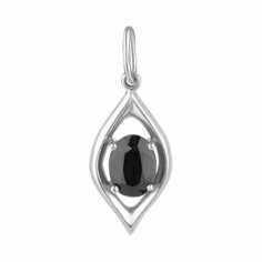 Подвеска CORDE, серебро, 925 проба, родирование, сапфир, размер 2.7 см., черный