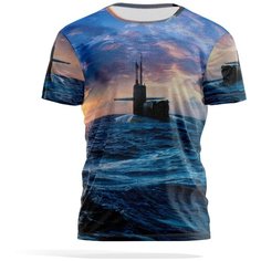 Футболка PANiN Brand, размер XXL, бирюзовый, серый