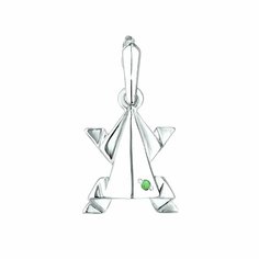Подвеска CORDE, серебро, 925 проба, родирование, изумруд, размер 1.8 см.
