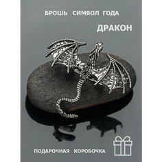 Брошь, стразы, серебро Petro Jewelry