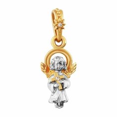 Подвеска Акимов, серебро, 925 проба, золочение, фианит, размер 2.9 см.